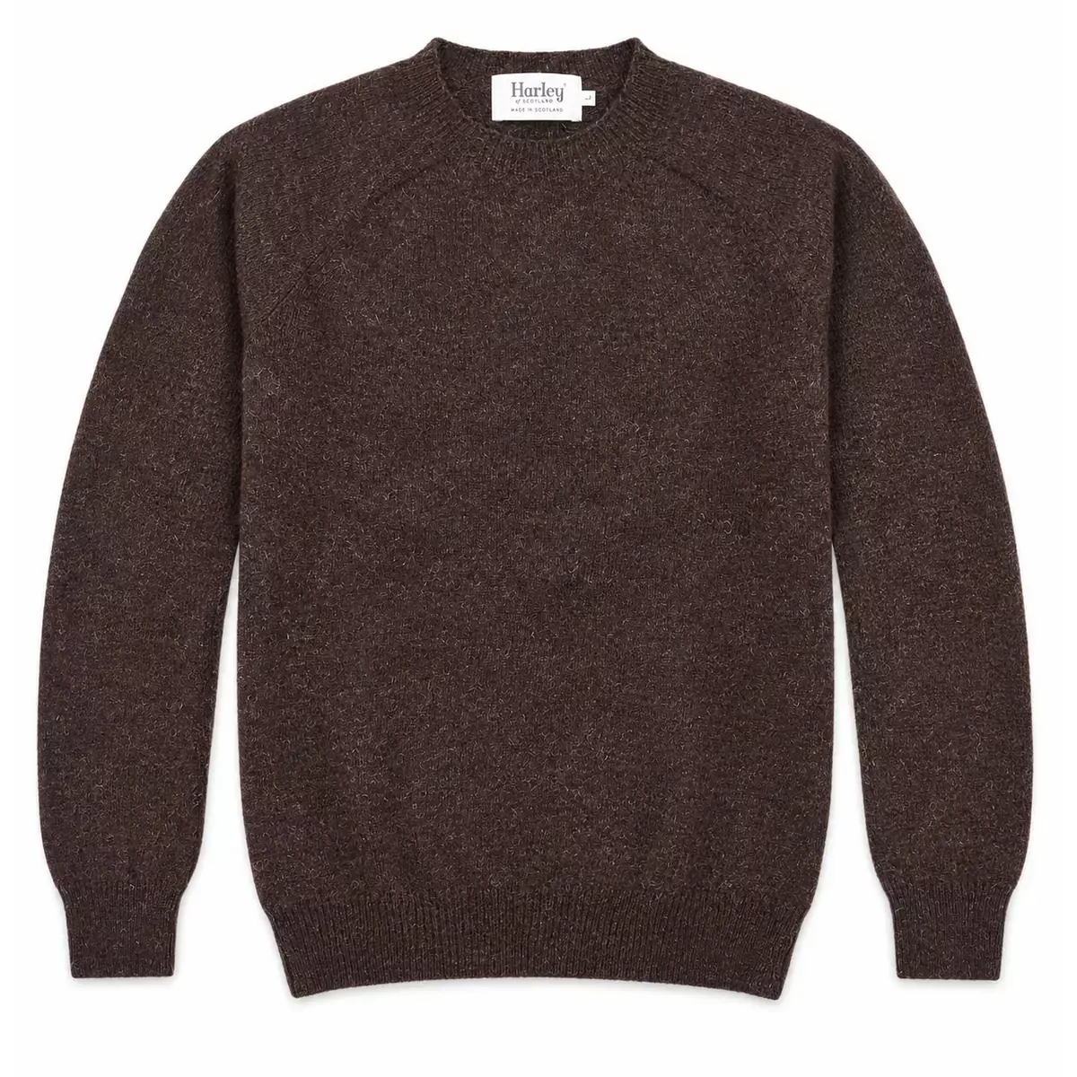 Harley of Scotland Shetland-Pullover Herren Dunkelbraun meliert
